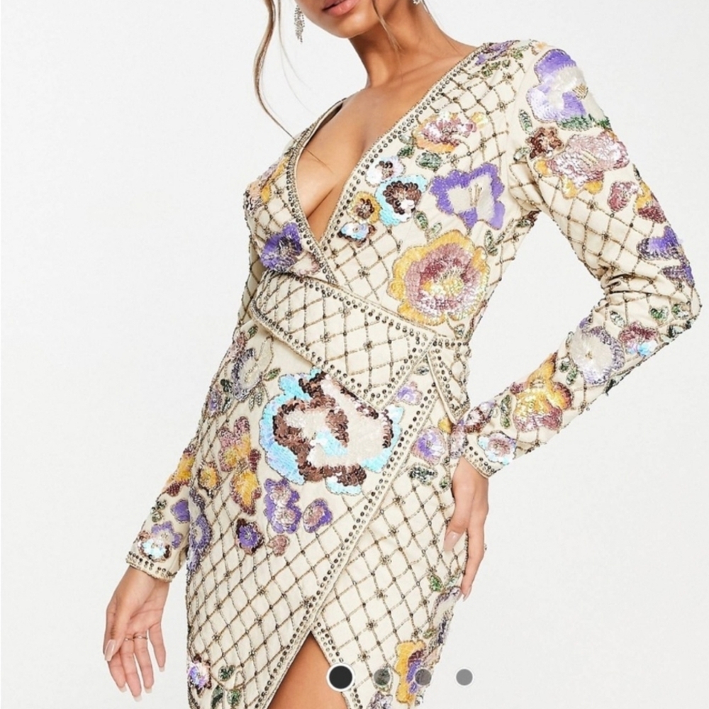 ASOS Floral Embroidered Long Sleeve Dress